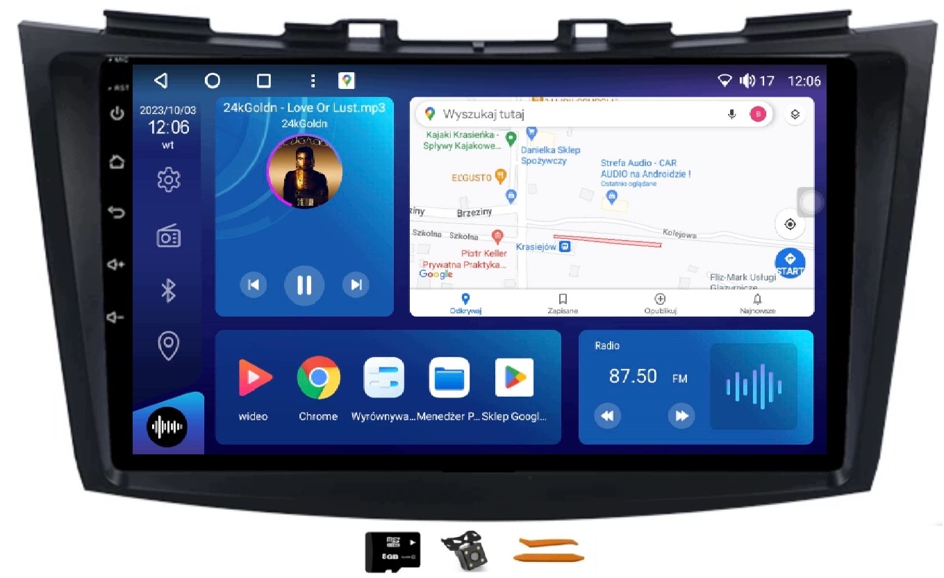 Radio Android Navigácia Suzuki Swift 5 10-17 8/256GB 2K Lte 4G CarPlay Gps