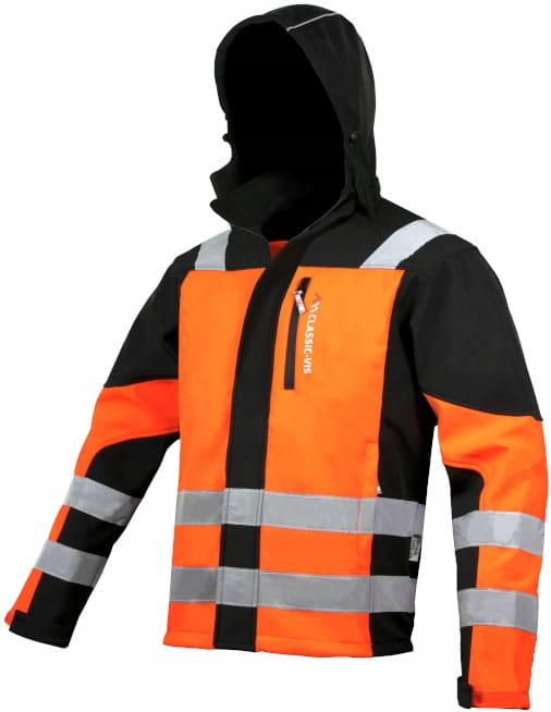Mocna Kurtka Robocza z Pasami do Pracy Softshell Ostrzegawczy XL