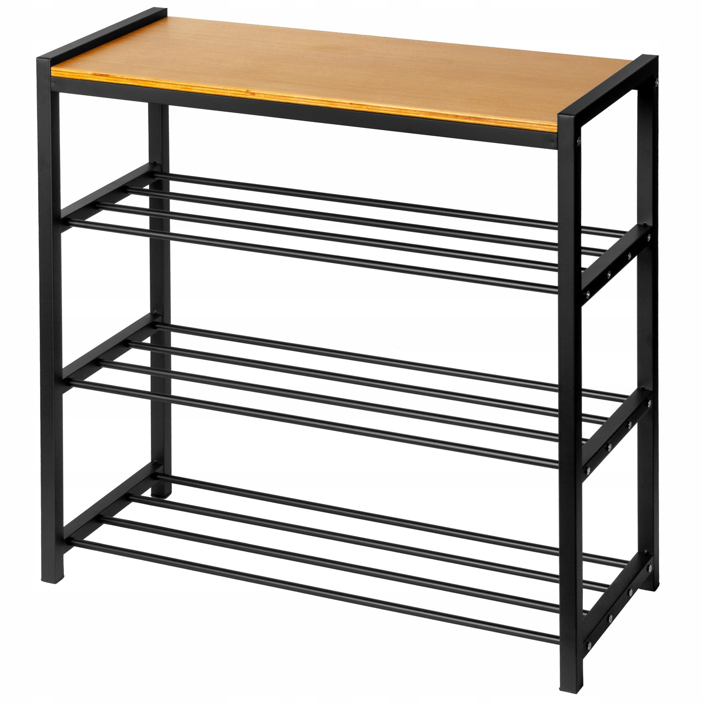 REGAŁ STOJAK METALOWY PÓŁKA NA BUTY ORGANIZER Z DREWNIANĄ PÓŁKĄ Głębokość mebla 27 cm