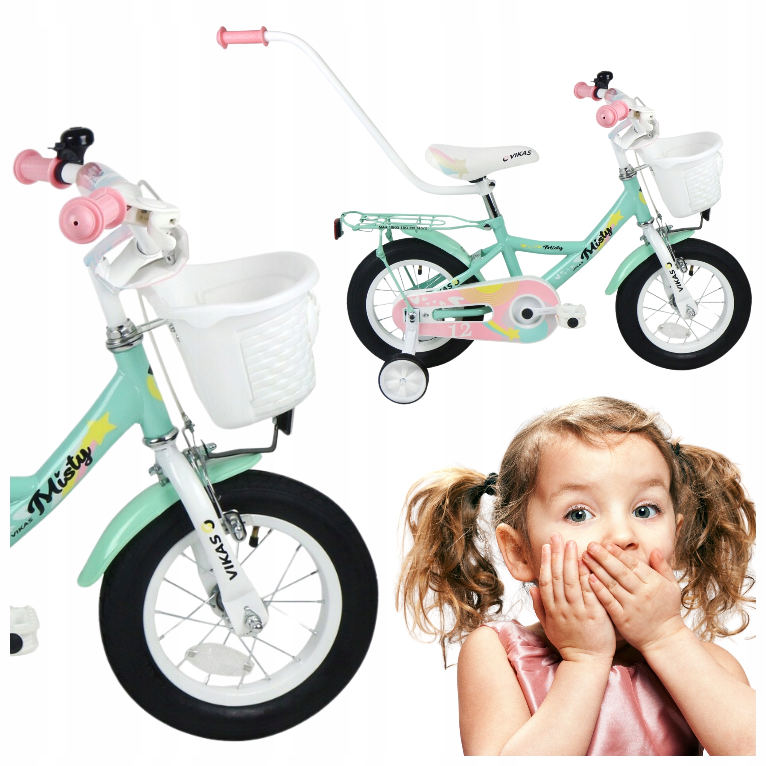 Dětské Kolo 12 Palců Kolo Pro Dívku Košík A Vodítko Dárek