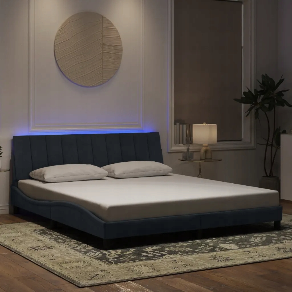 Rám postele s Led osvětlením bez matrace Hanko tmavě šedý 180 x 200 cm same
