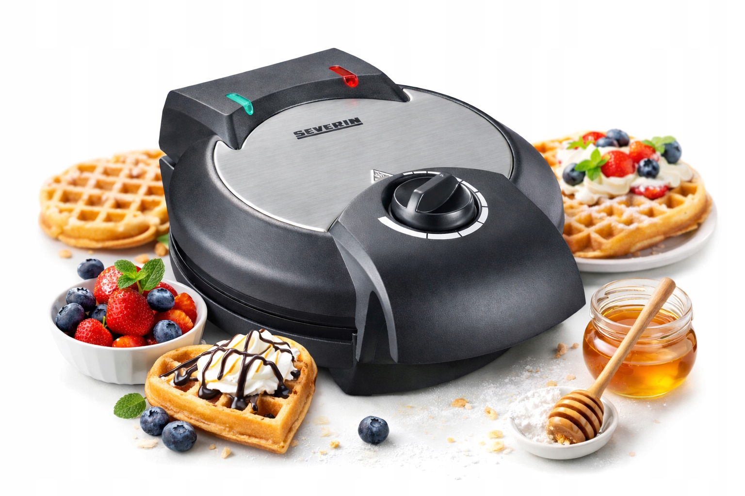 Gofrownica 1300W 5 Gofrów Regulacja Temperatury Czarna Severin WA2103