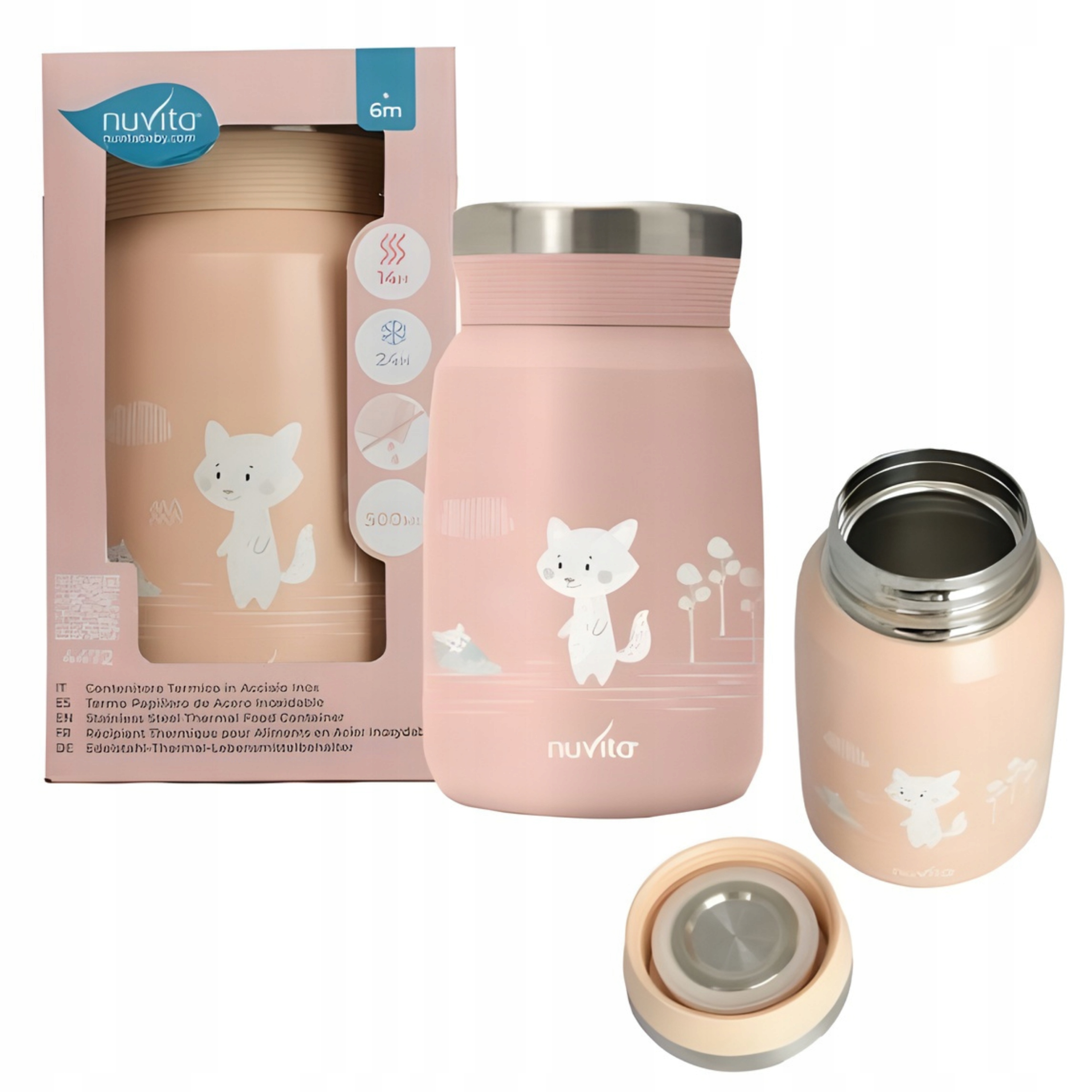 Termos Obiadowy Stalowy dla Dzieci na Zupę Obiad Różowy Pojemnik 500ml