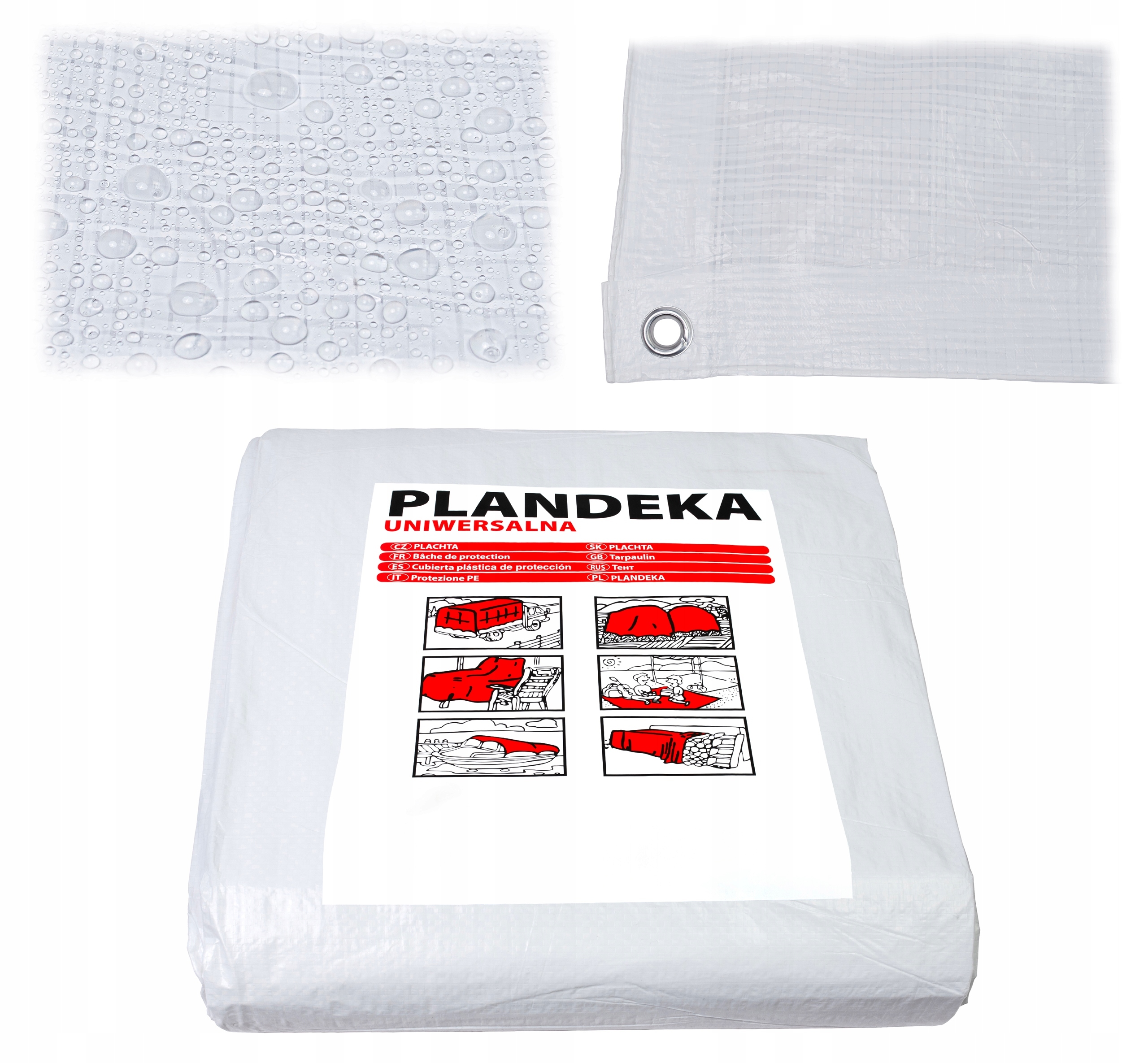 Bílá Plachta 10x12 m Voděodolná Uv+ Silný Kryt Plachta