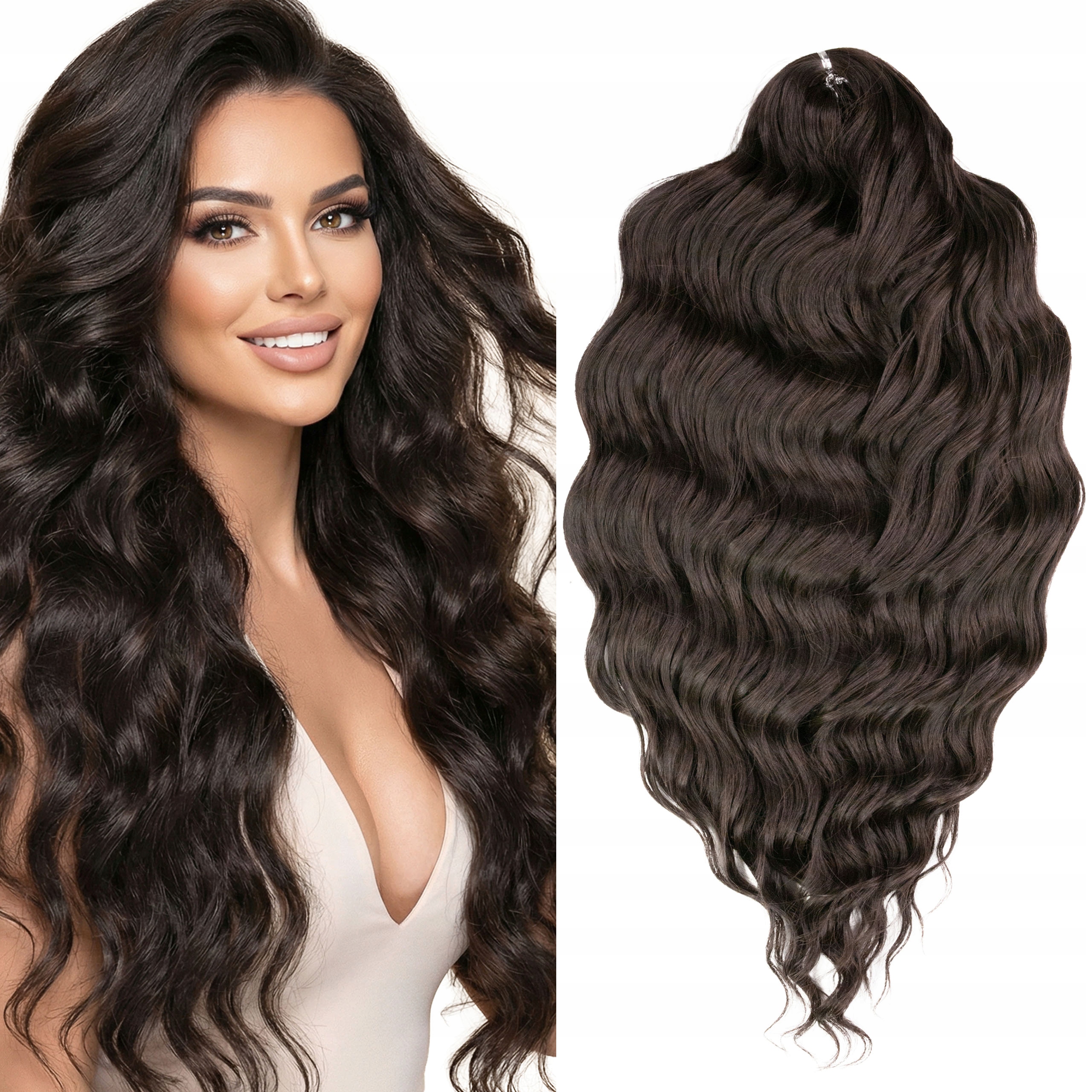 Włosy syntetyczne do czesania Afroloki Crochet Hair Anna fale ciemny brąz