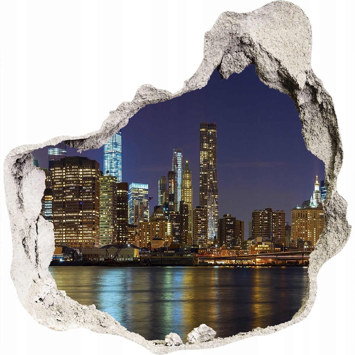 

Fototapeta dziura na ścianę 3d Manhattan nocą