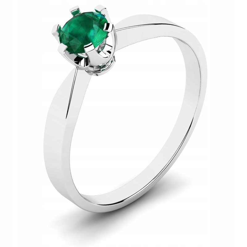 

Pierścionek Z Białego Złota Z Zieloną Cyrkonią 5MM