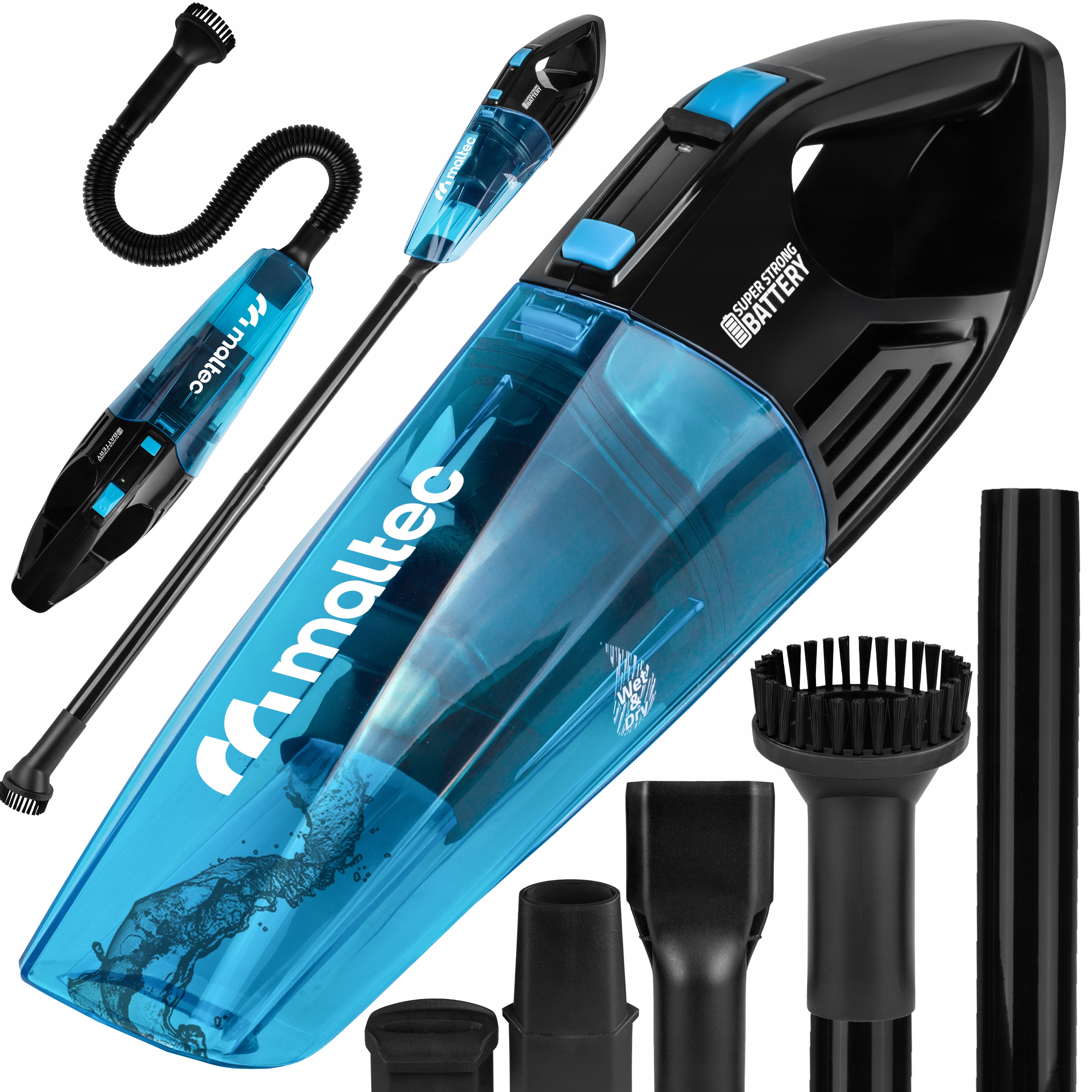 Odkurzacz Ręczny Samochopdowy Bezprzewodowy Maltec 12w1 Na Sucho I Mokro