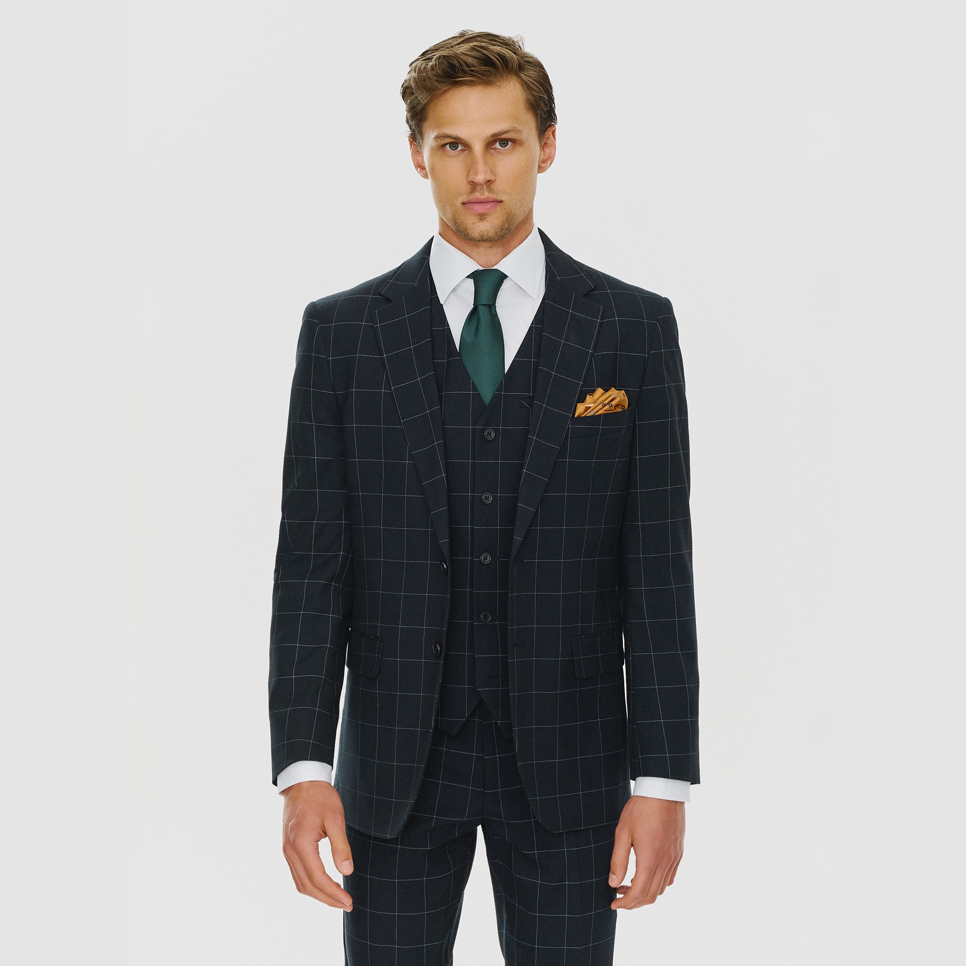 Tmavě modrá pánská kostkovaná sako Pako Lorente vel