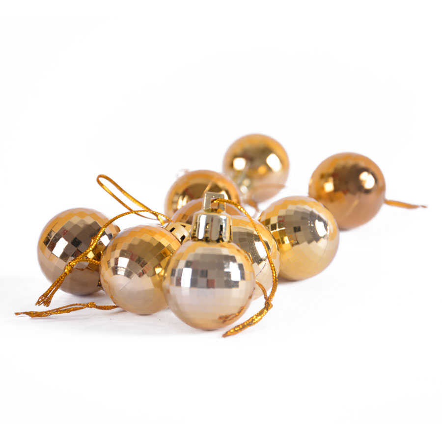 

Bombki plastikowe złote Święta zestaw Disco x9