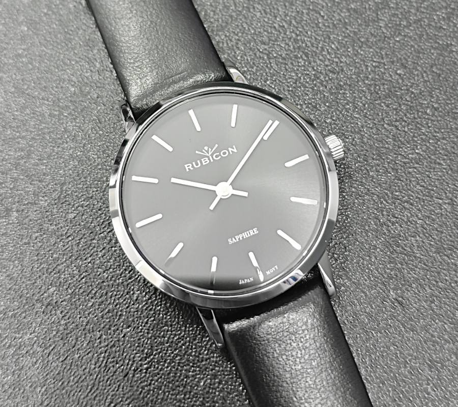 Dámské hodinky Rubicon na řemínku RNAD89 stříbrné/černé s krabičkou