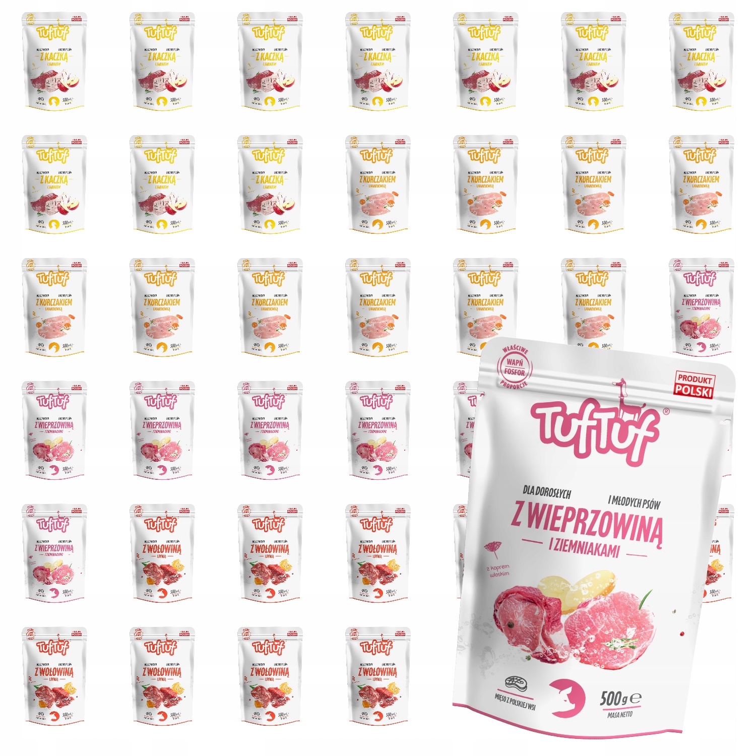 Levně TufTuf Vlhké Krmivo psy MIX Chutí sada 40x500g