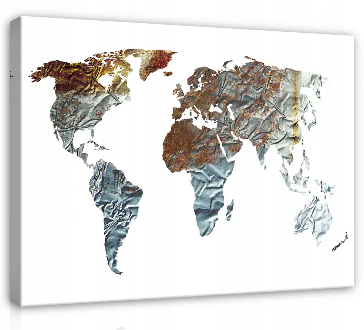 Obraz Na Plátně Canvas 100x75 Mapa Světa Atlas Imitace Kovový Plech Fólie