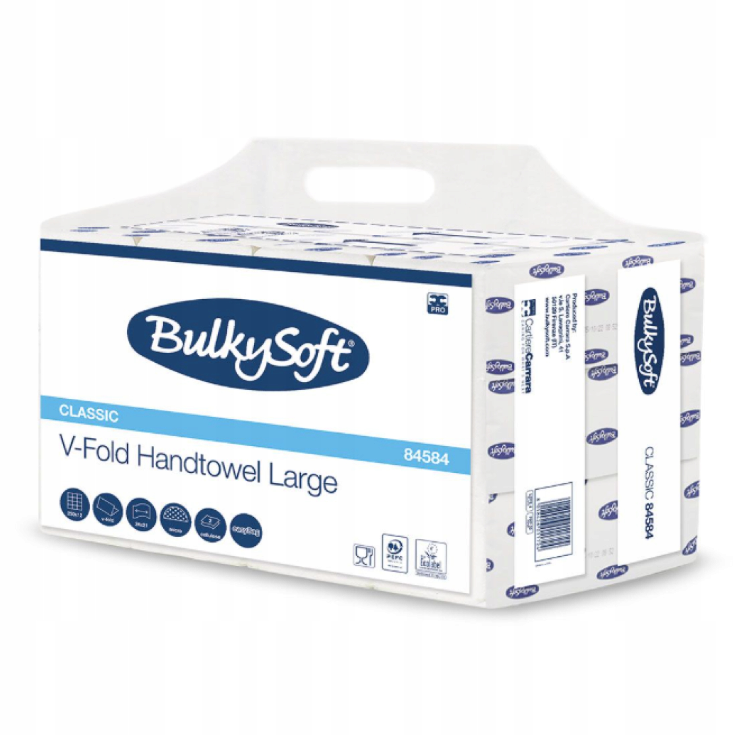 Levně Papírový Ručník Bulkysoft Classic V-fold Zz 2W Celulóza, 24X21 CM 12 Ks