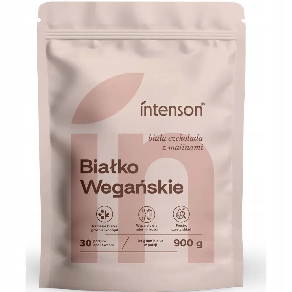Intenson Veganský protein bílá čokoláda s malinou