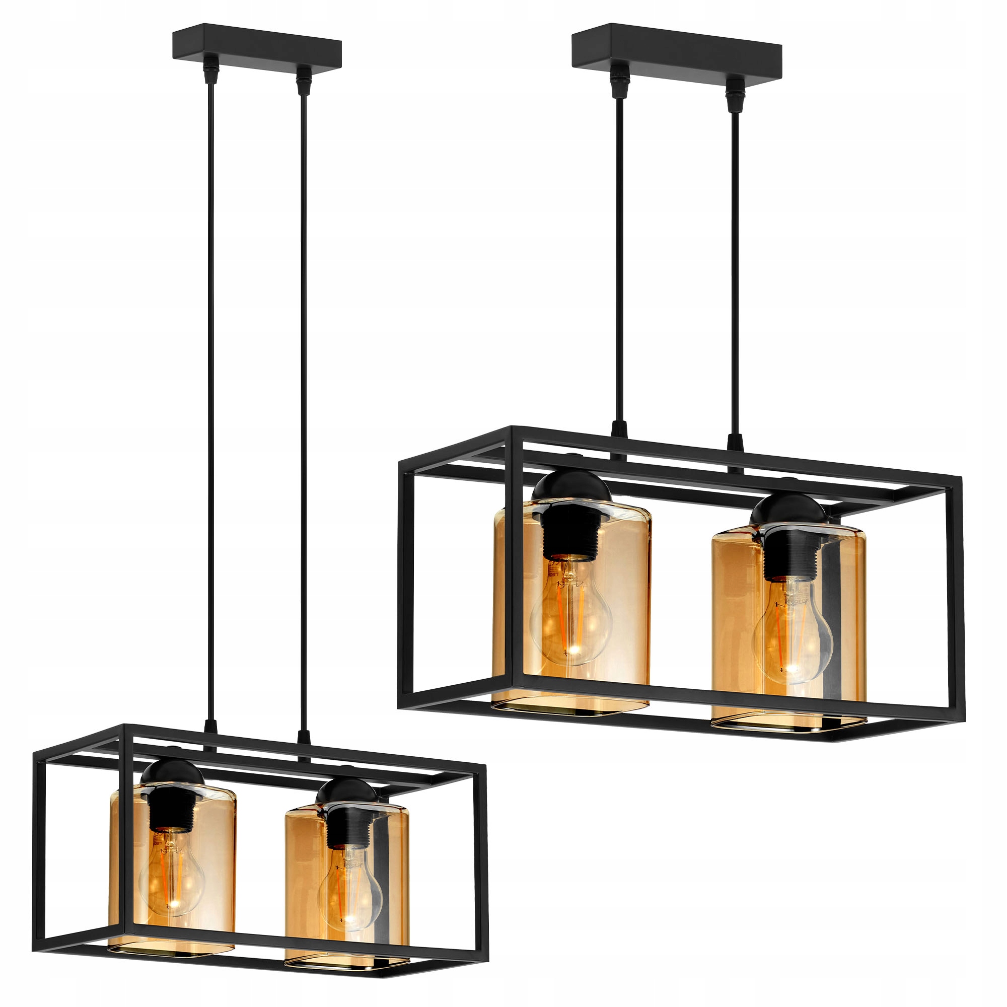 Lampa Wisząca Sufitowa Żyrandol Czarna Złota Metalowa 2xE27 Loft Nowoczesna