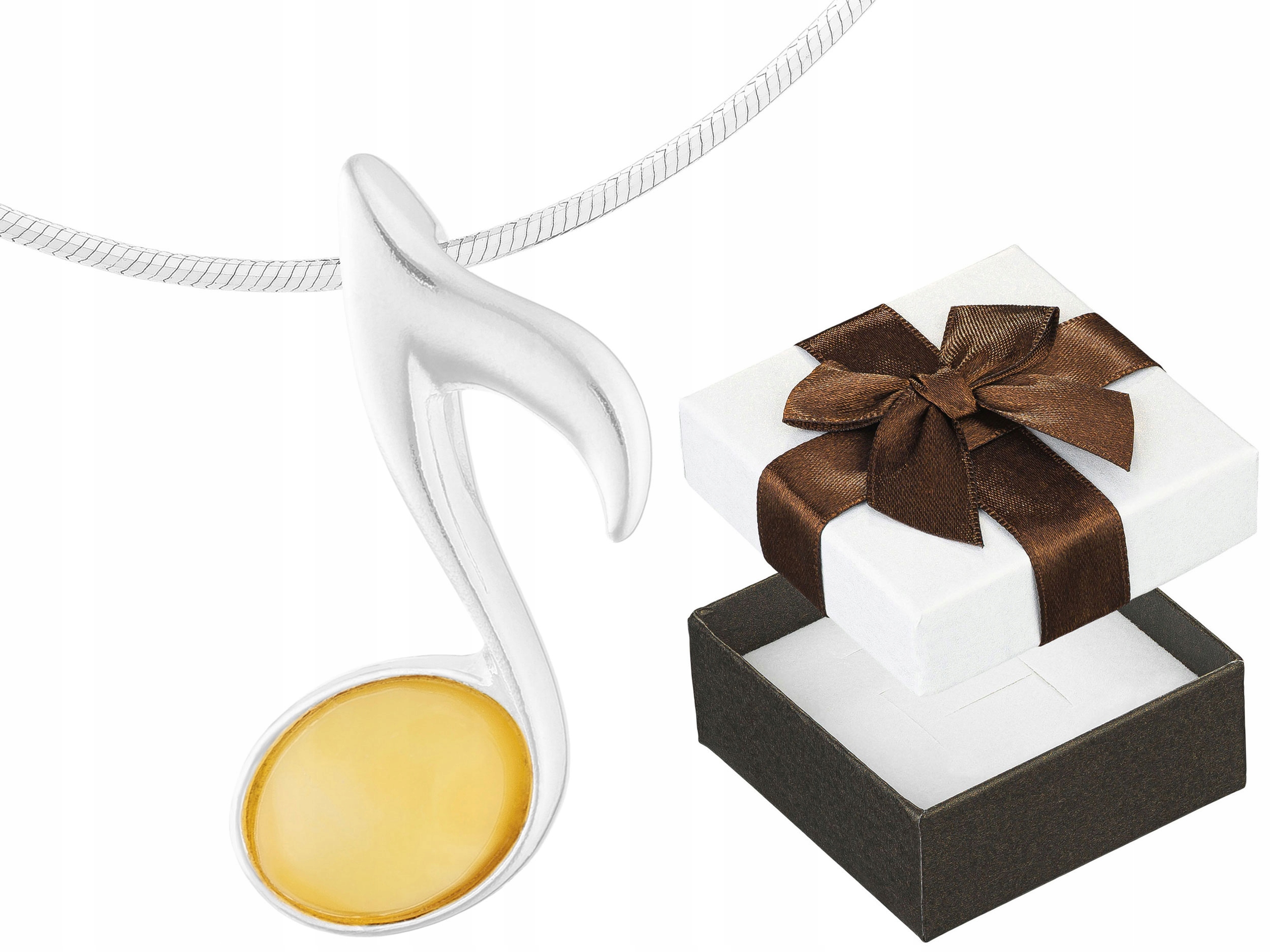 Dlouhý Stříbrný Náhrdelník Notička s Mléčným Jantarem Notička Osmička Stříbro 50