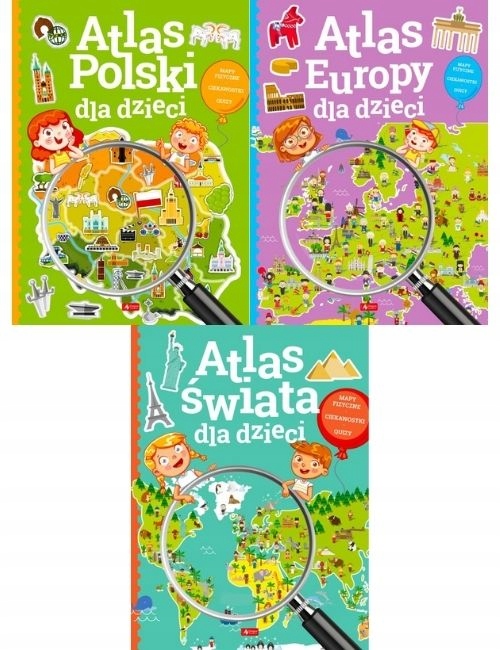 

Atlasy dla dzieci 3w1 Polska Europa Świat 2022