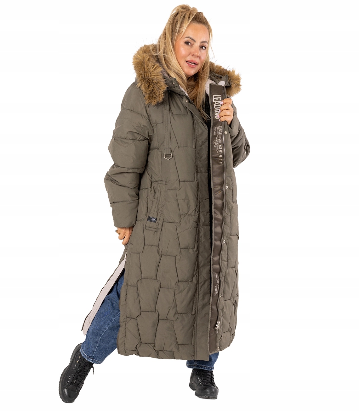 Dlouhá prošívaná zimní bunda kabát Urban Long Puff Plus Size 3XL