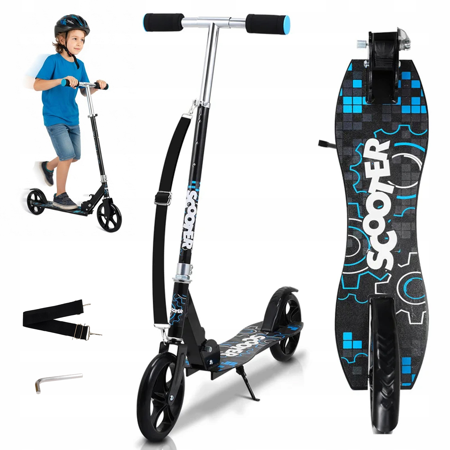 Hulajnoga Miejska Dwukołowa Regulowana Z Piankowymi Uchwytami Dla Dzieci