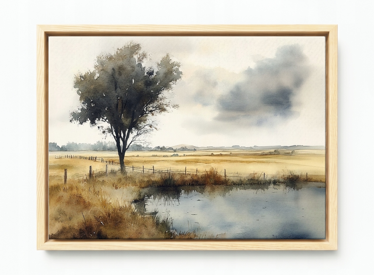Obraz Rám Americký Box Krajina Příroda Vesnice Rovina Pole Vrba 60x40