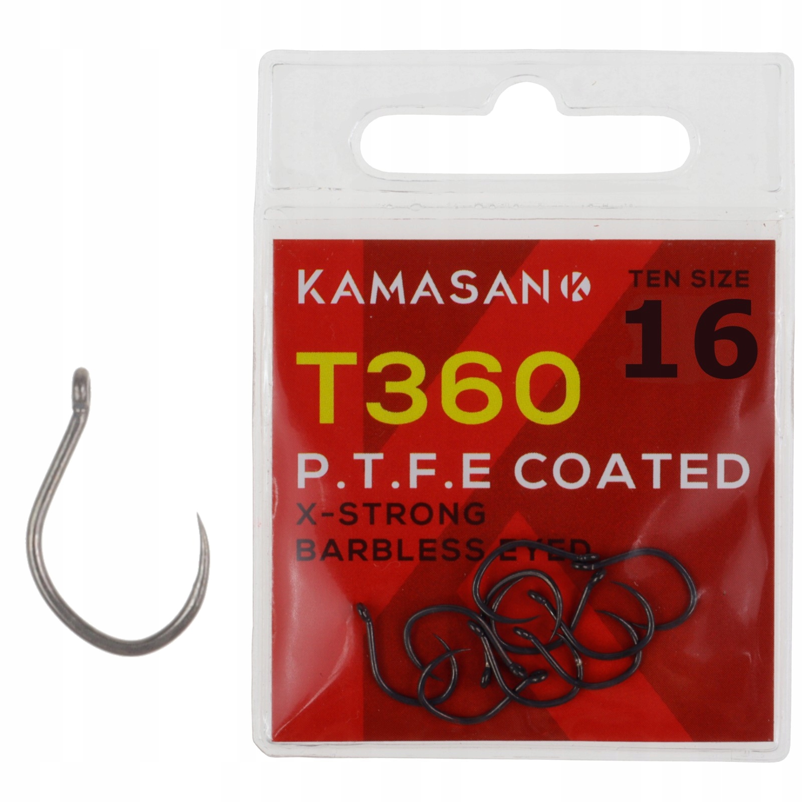 Haczyki Kamasan T360 bezzadziorowe r 16 Barbless teflonowe