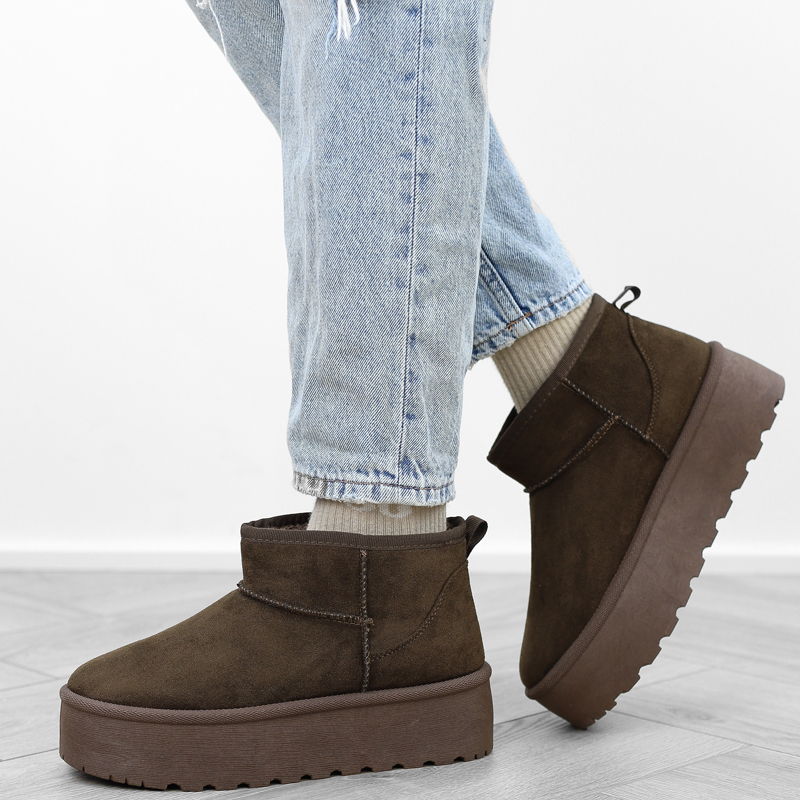 Cafe brązowe botki śniegowce damskie platforma krótkie mukluki TL242 r.41 Kolor brązowy