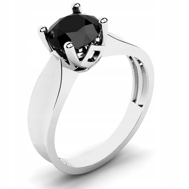 

Pierścionek Z Białego Złota Z Czarną Cyrkonią