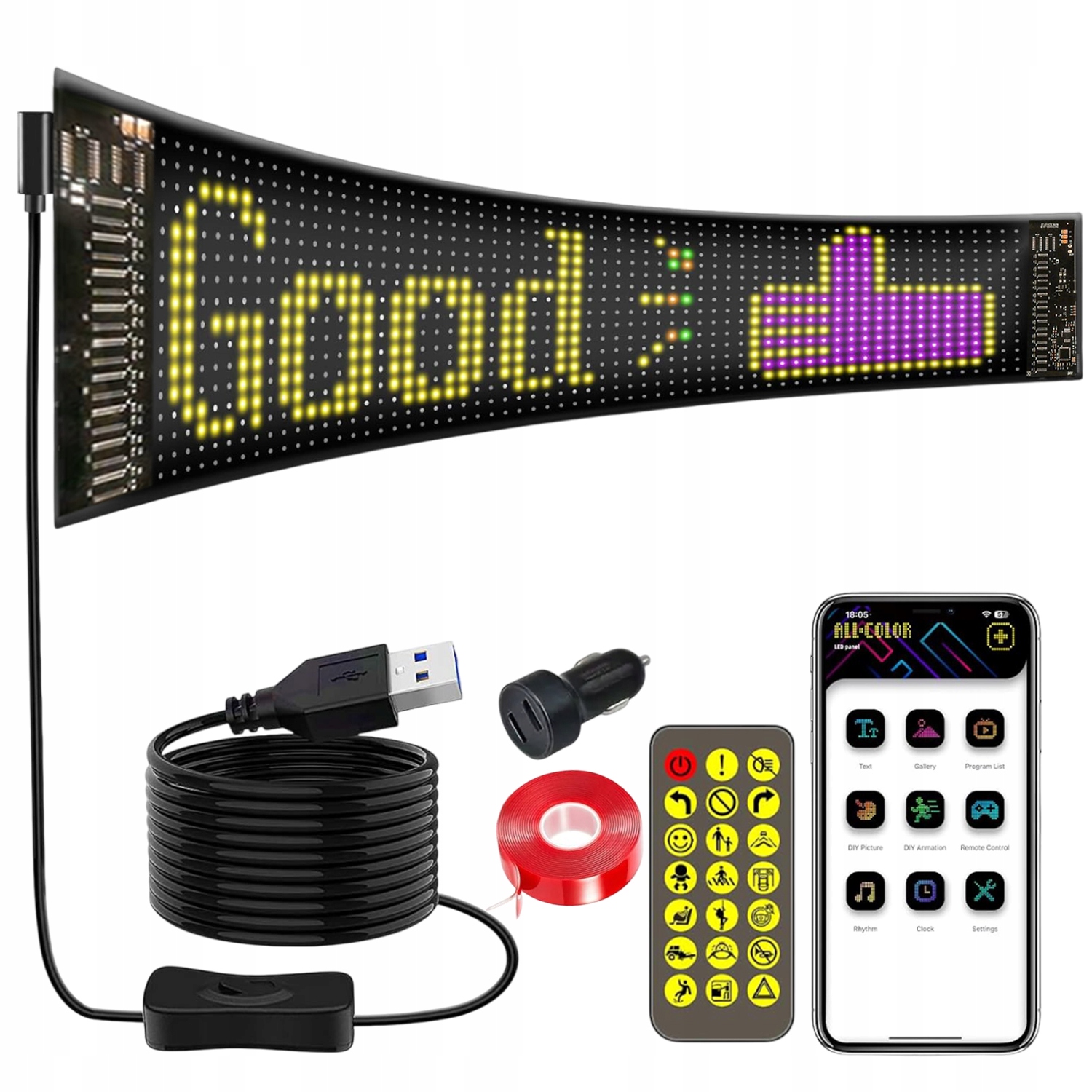 Programovatelný Flexibilní Rgb Led Displej 16 X 96 Pixelů IP66 S Aplikací