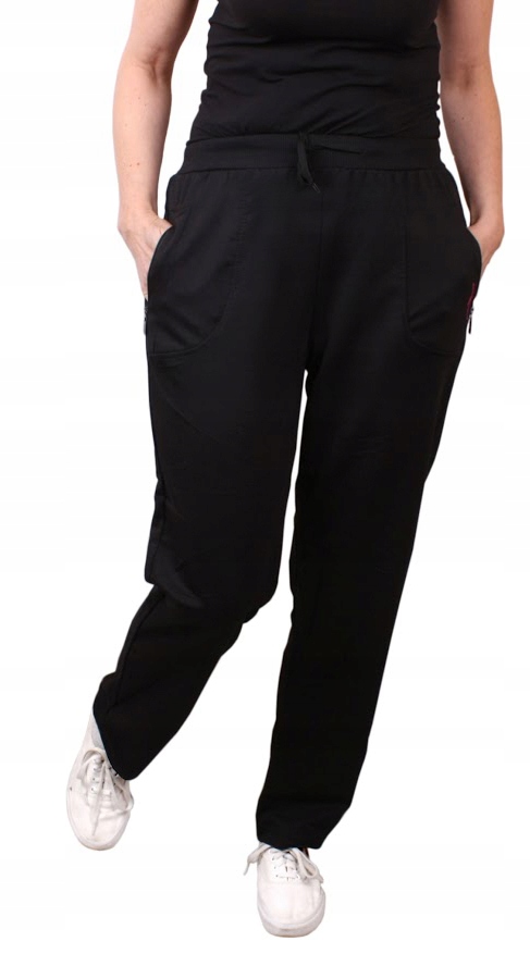 Spodnie DAMSKIE DRESOWE duże DRESY czarne 520 3XL