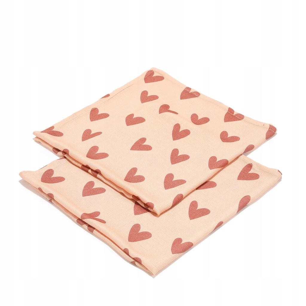 Heartbeat Pink Zestaw Pieluszek Pieluszka 100% Bamboo Muślin 2szt La Millou