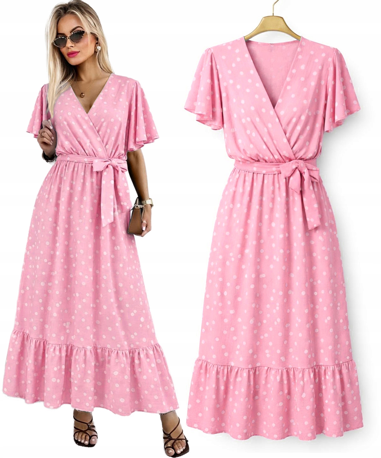 Sukienka Damska rękaw motylek retro kropki groszki wesele Madison