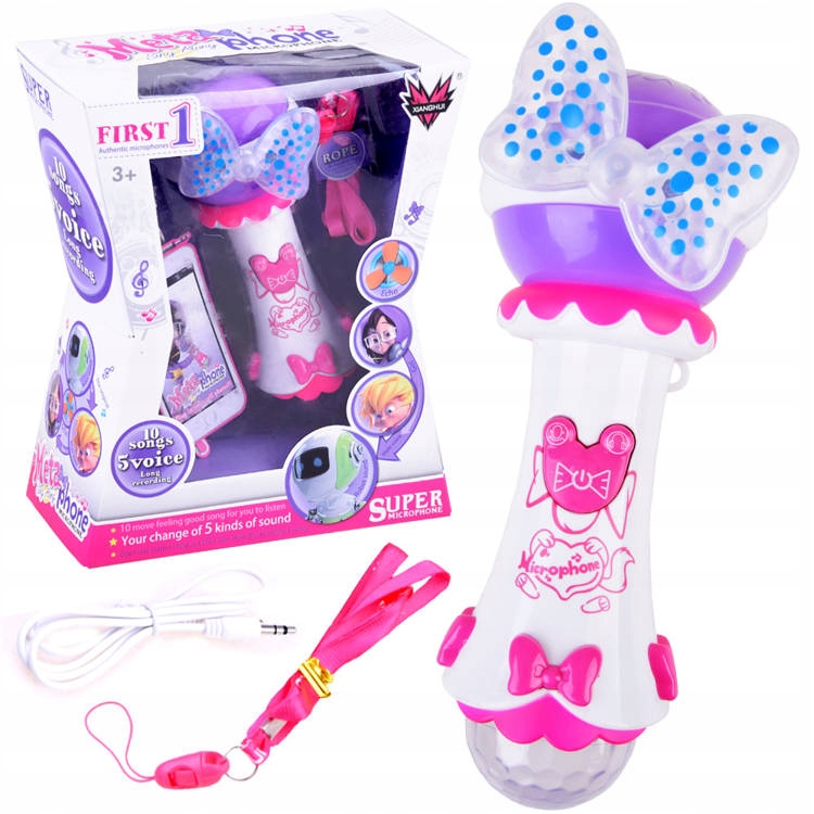 RÓŻOWY MIKROFON KARAOKE DZIECIĘCY /10 MELODII