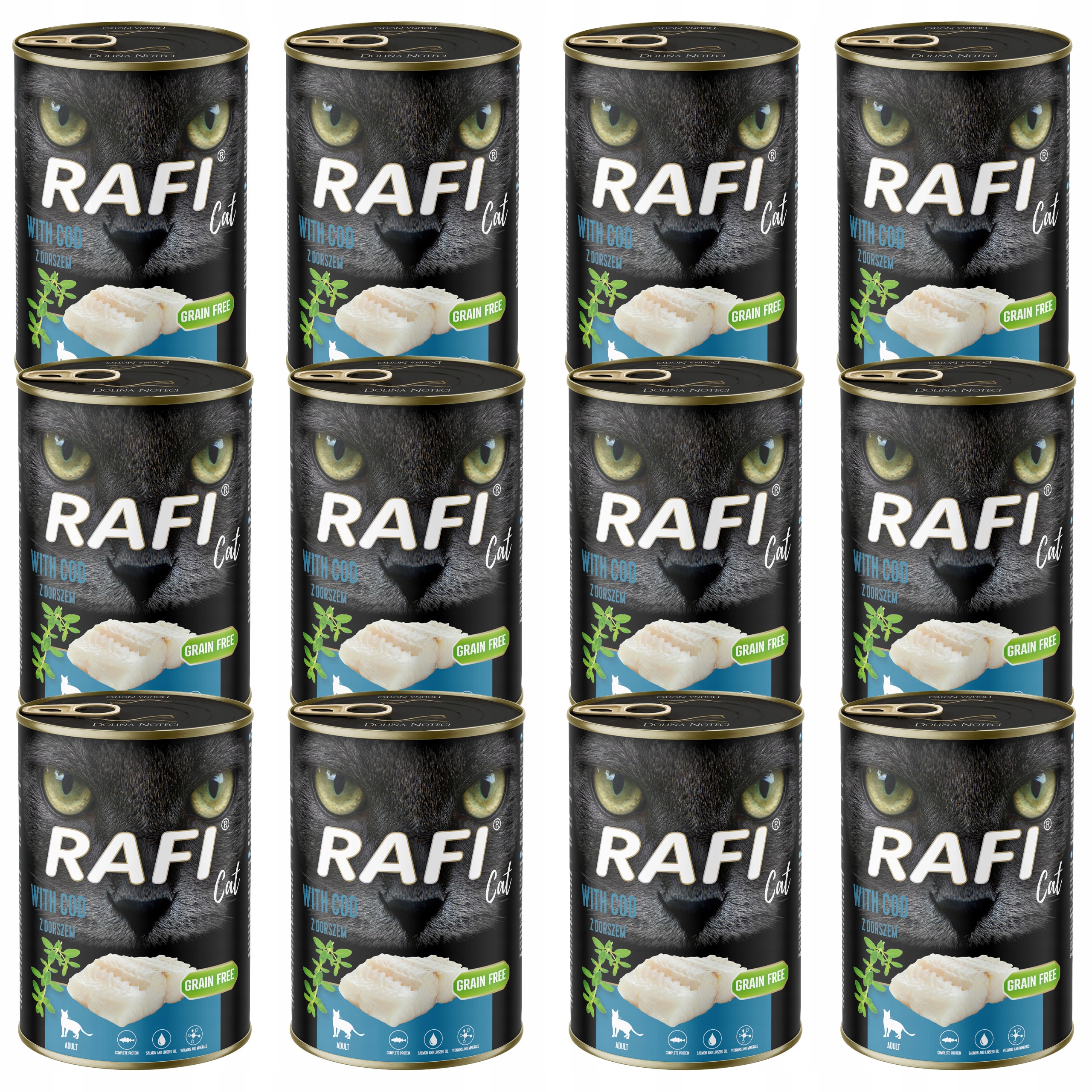 Levně Rafi Cat Dolina Noteci Krmivo mokré pro kočky Příčesek 12 x 400 g bez obilovin