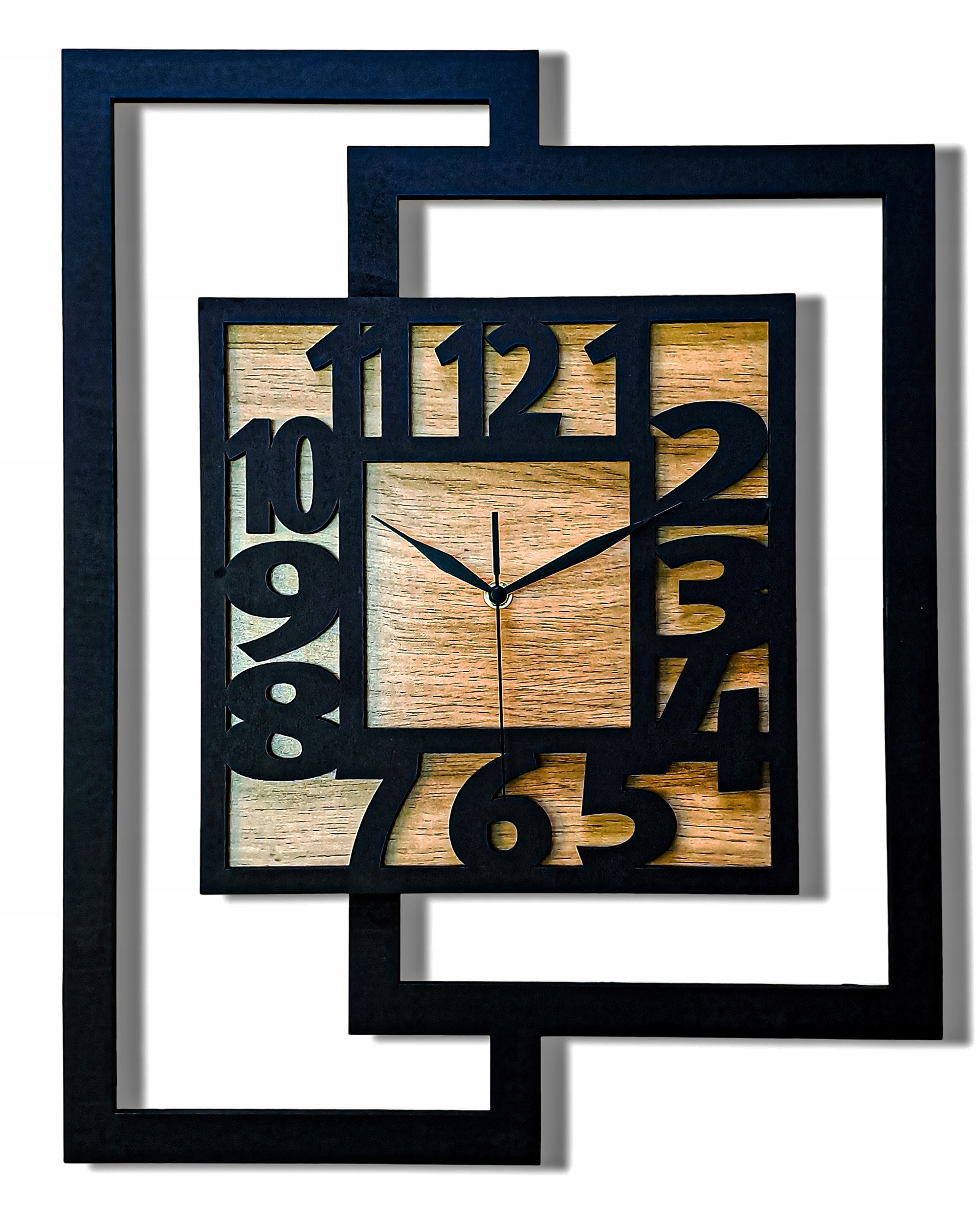 Velký, Moderní Nástěnný Hodinový Stroj, Dřevěný, Loftový, Minimalistický, Do Obývacího Pokoje