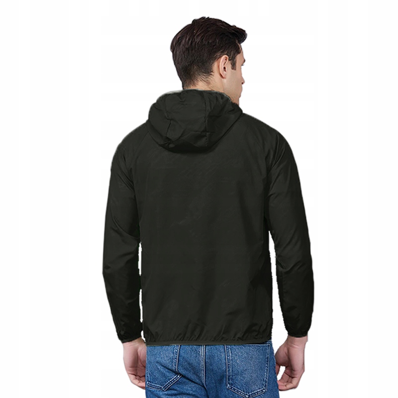 KURTKA PRZECIWDESZCZOWA Z KAPTUREM WIATRÓWKA LEKKA UNISEX CZARNA ROZ XXXL Rozmiar 3XL