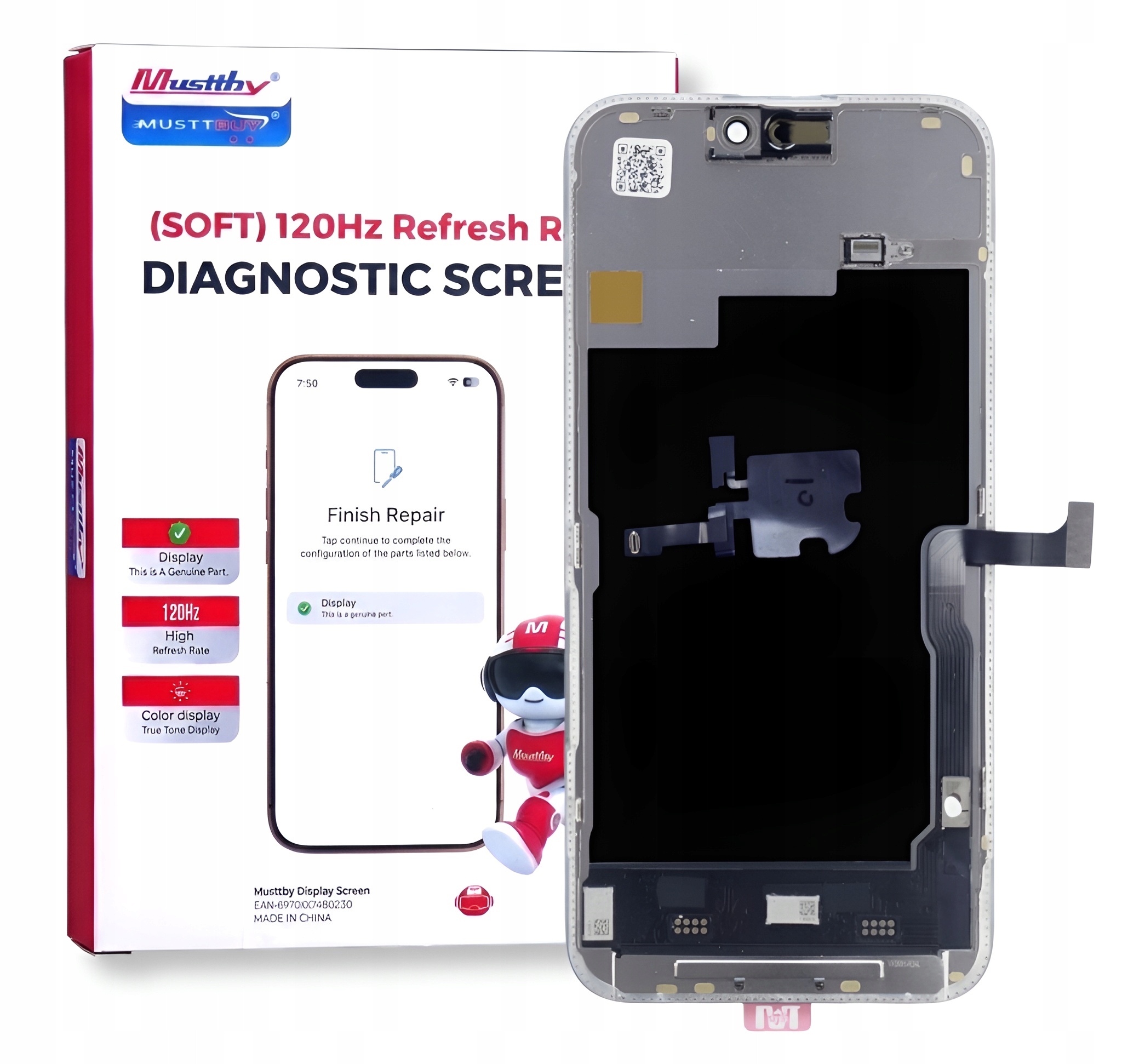 Displej pro Apple iPhone 16 Pro 120 Hz s páskou Light Sensor Diagnostic