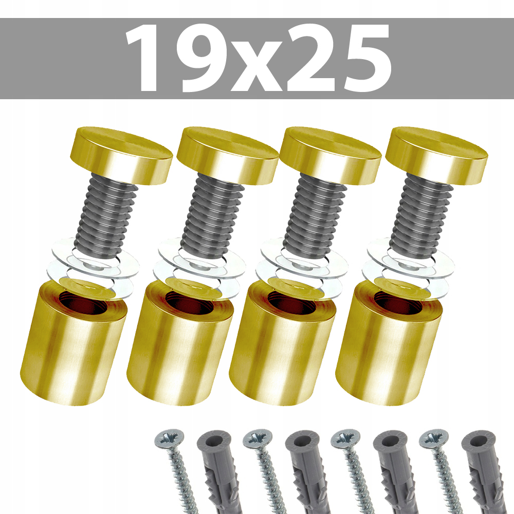 19x25 DYSTANS MONTAŻOWY DYSTANSE MONTAŻOWE ZŁOTY 4SZT + KOŁKI