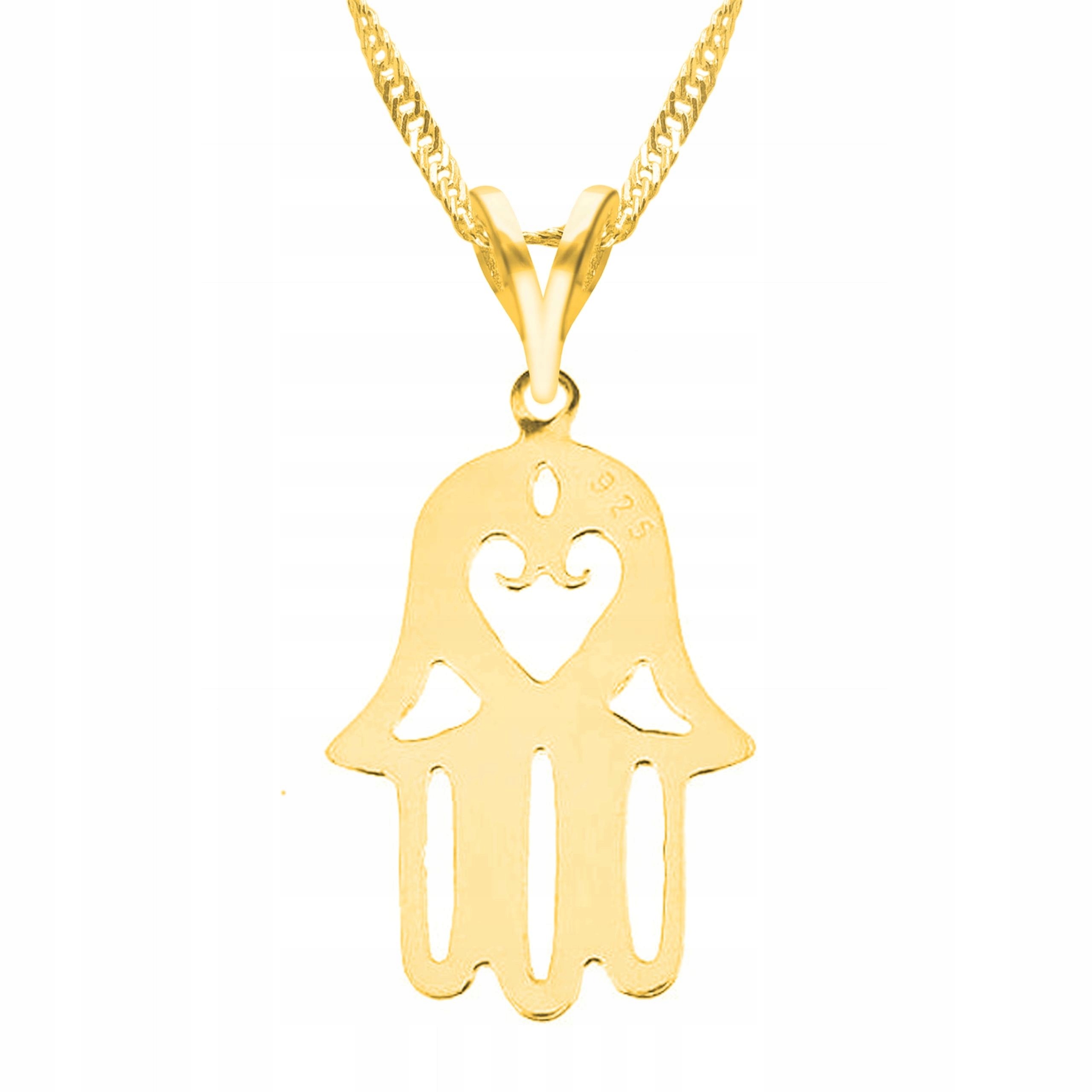 Zlatý náhrdelník s rukou prozřetelnosti Dlaň Očko Plech Stříbro 925