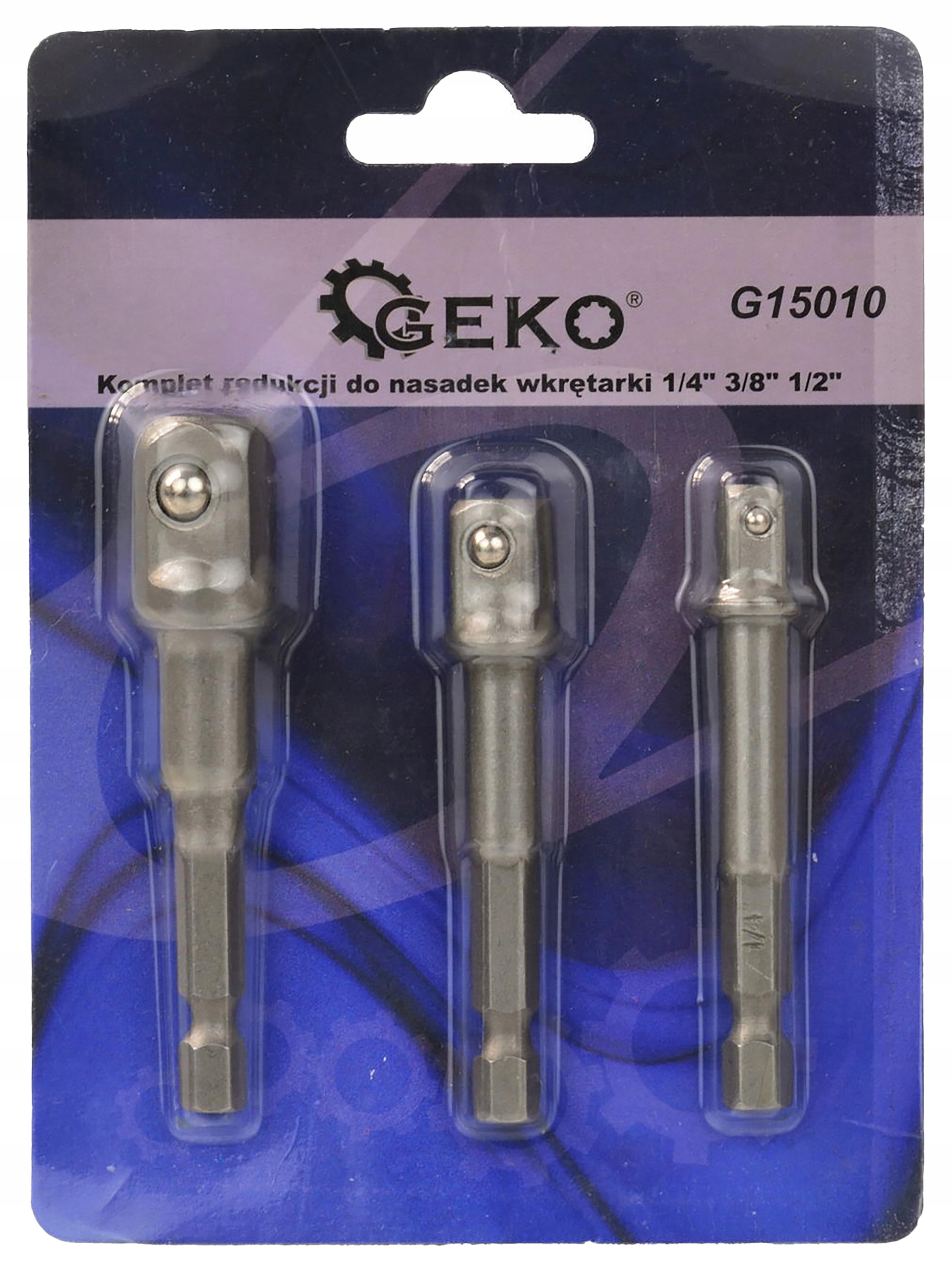 REDUKCJE NA NASADKI ADAPTERY DO WKRĘTARKI NASADKI 1/4 3/8 1/2 PRZEJŚCIÓWKI Marka Geko