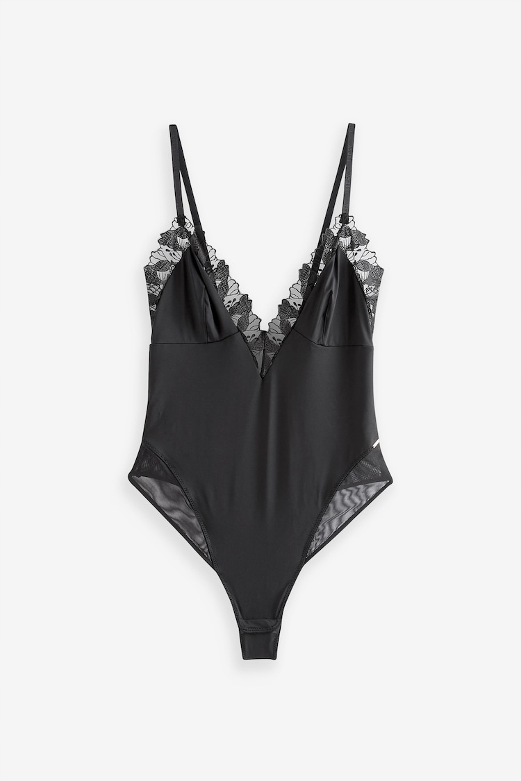 L Lipsy Black Plunge Thong Back Bodysuit • Cena, Opinie • Body - Main Image