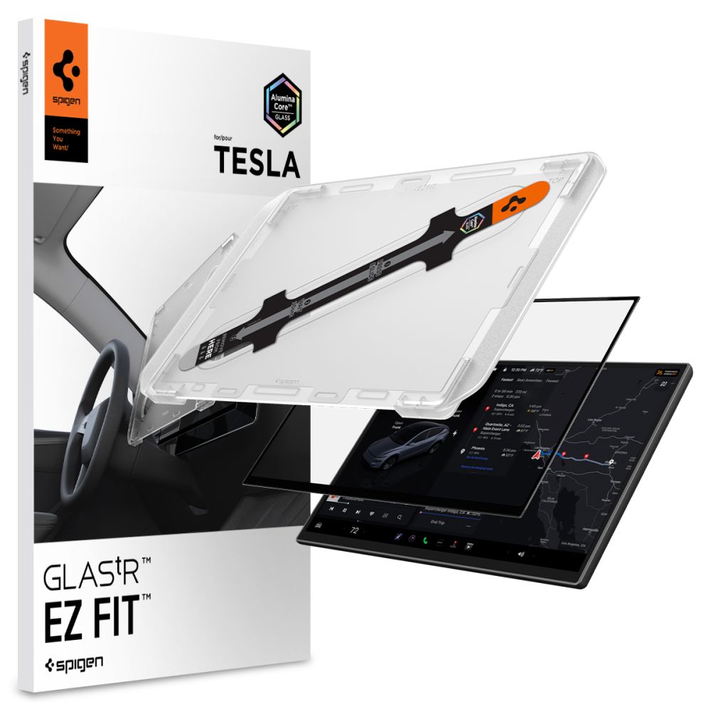 Spigen Tesla Ez Fit Clear – Ochranné sklo na obrazovku pre Tesla Model Y L 2026