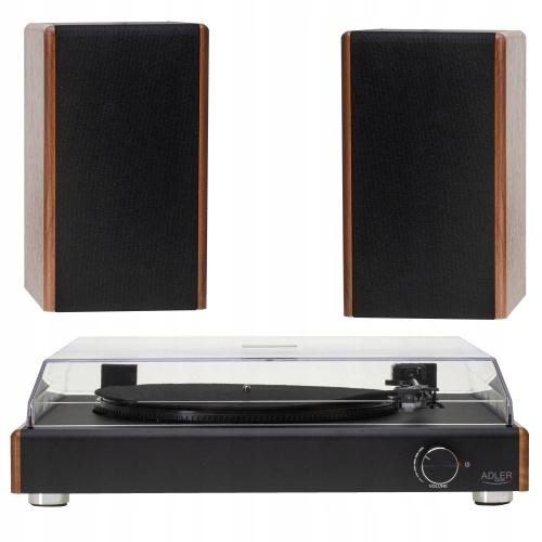 Gramofon Audio Czarny Bluetooth i USB Retro z Głośnikami BT Adler AD 1915