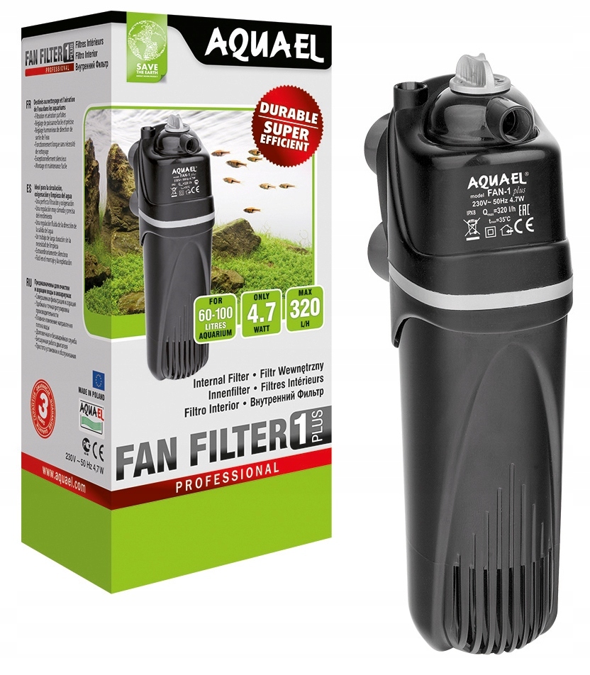 Levně Vnitřní houbový filtr Aquael Fan 1 Plus biologický, mechanický