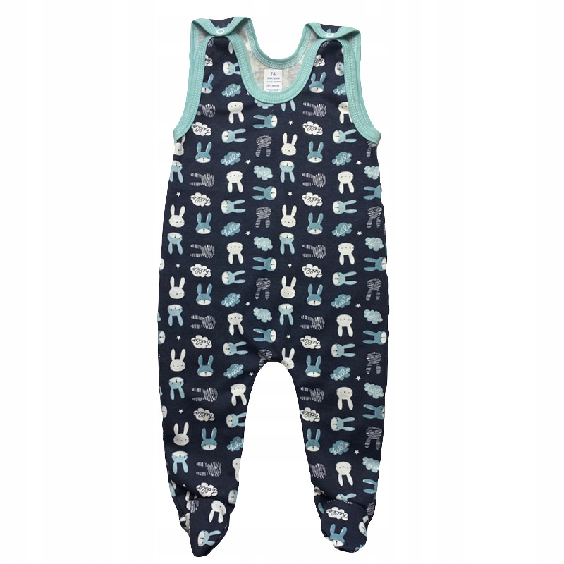 Śpiochy śpioszki 80 piżamka dziecięca w zajączki polska bawełna 100%