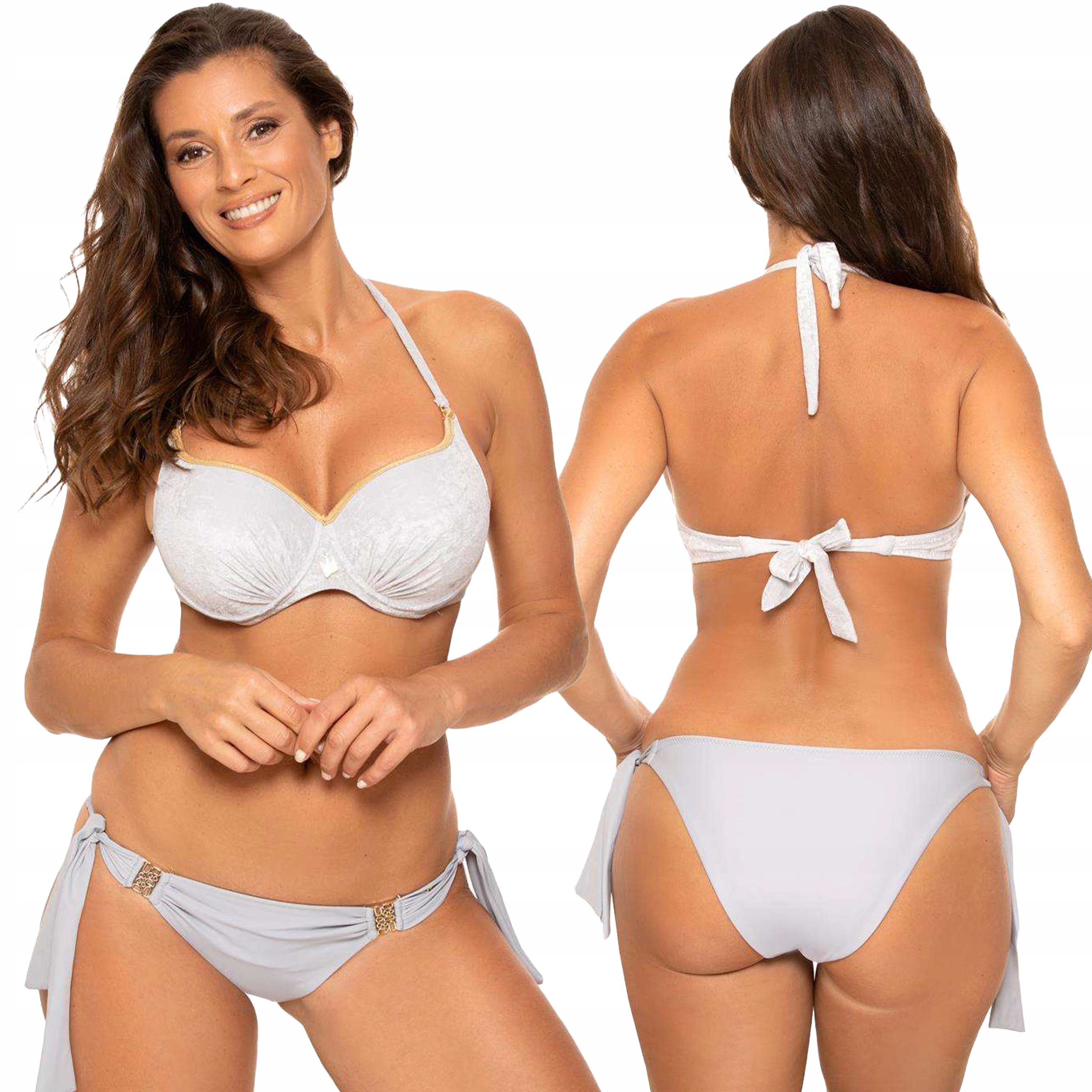 Vázané plavky Bikini Vyztužené Switti M-643 M stříbrné