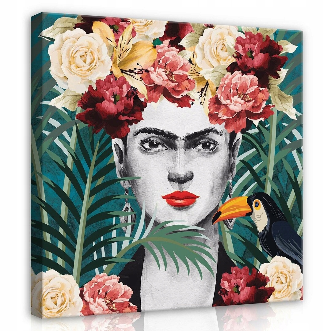 Obraz 80x80 Frida Kahlo portrét tropů květiny exotika umění