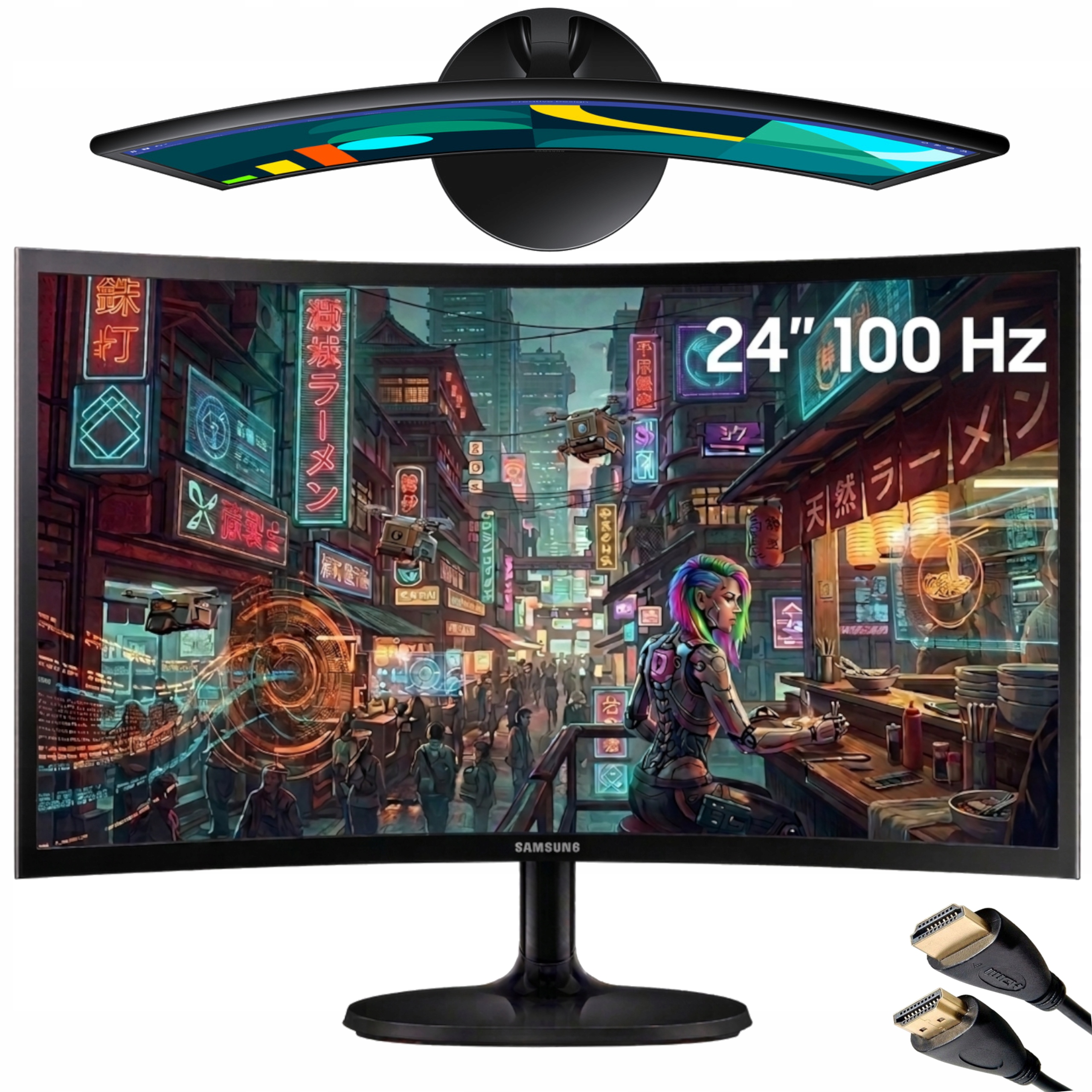 Monitor Zakrzywiony Samsung Gamingowy 24 Cale 100Hz Full Hd Hdmi
