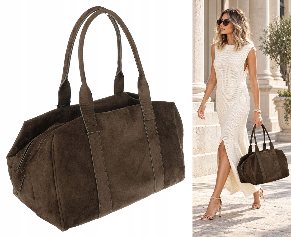 Dámská kabelka Tommasini semišová shopper velká příruční taška 3851 Khaki