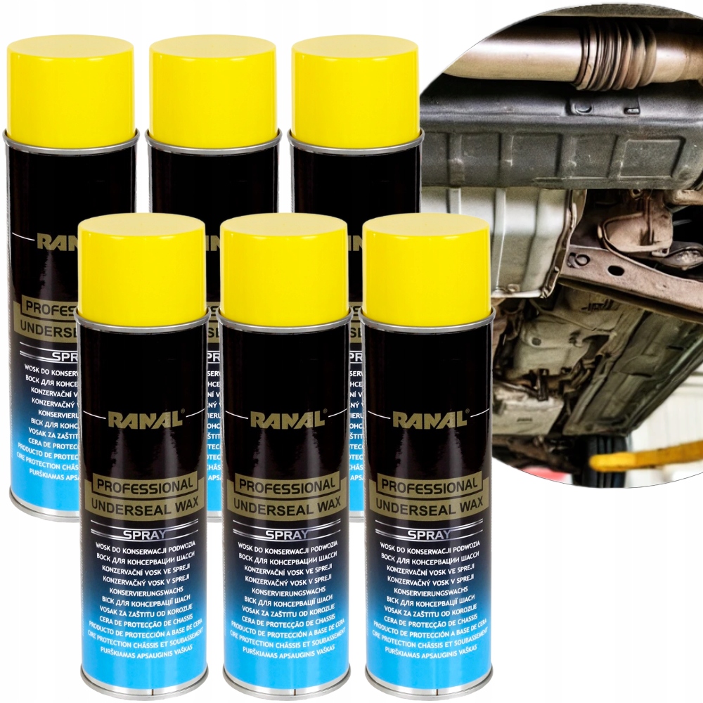 6X Wosk Do Konserwacji Podwozia Transparentny Spray 500ML